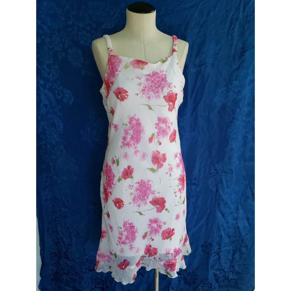Vintage My Michelle Sheath Dress Sz. 9/10 Pink Watercolor Floral Chiffon NWOT
